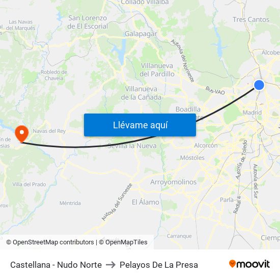 Castellana - Nudo Norte to Pelayos De La Presa map