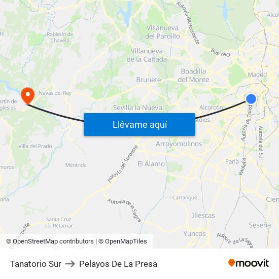 Tanatorio Sur to Pelayos De La Presa map