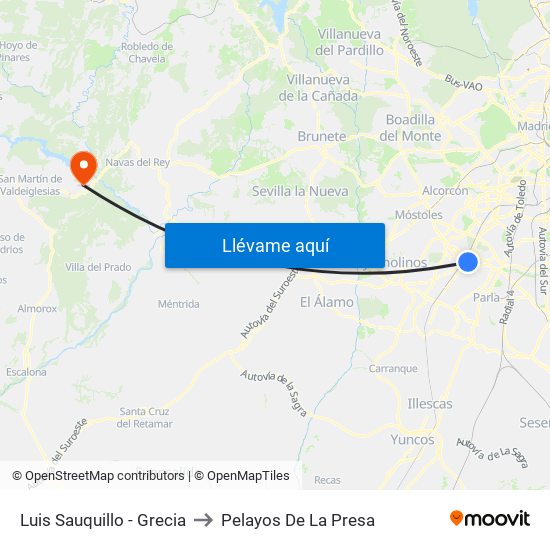 Luis Sauquillo - Grecia to Pelayos De La Presa map
