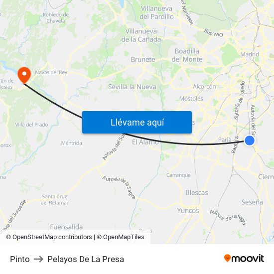 Pinto to Pelayos De La Presa map