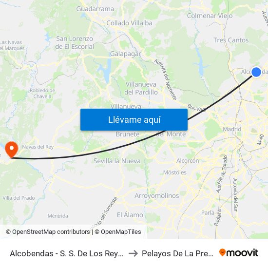 Alcobendas - S. S. De Los Reyes to Pelayos De La Presa map