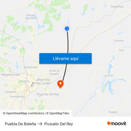 Puebla De Beleña to Pozuelo Del Rey map