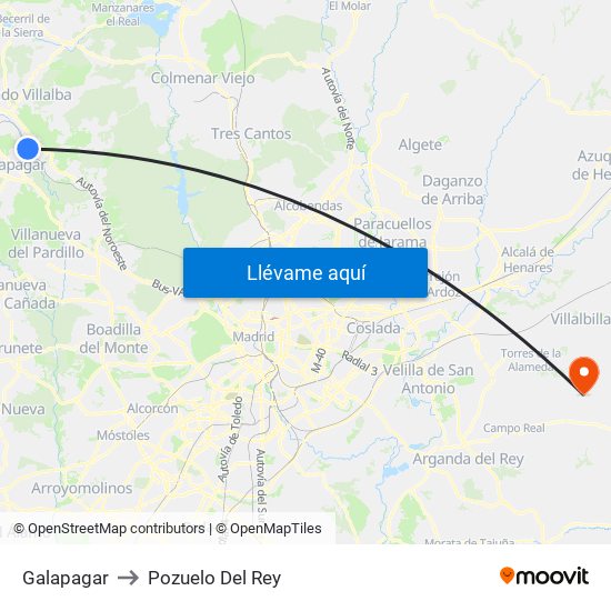 Galapagar to Pozuelo Del Rey map