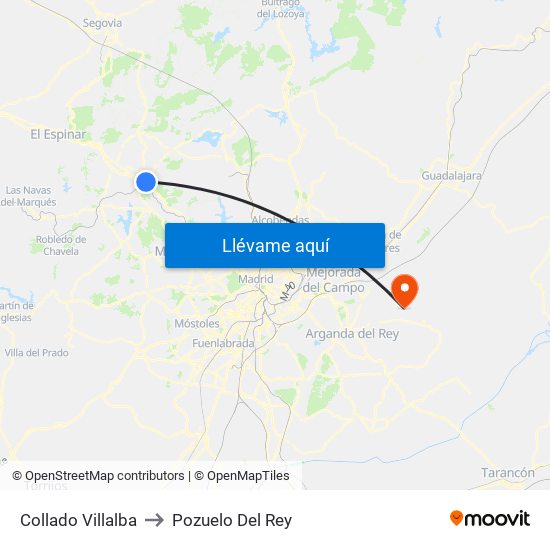 Collado Villalba to Pozuelo Del Rey map