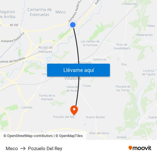 Meco to Pozuelo Del Rey map