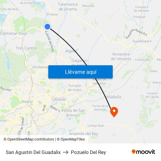 San Agustín Del Guadalix to Pozuelo Del Rey map