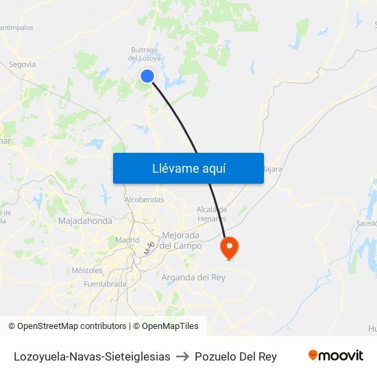 Lozoyuela-Navas-Sieteiglesias to Pozuelo Del Rey map