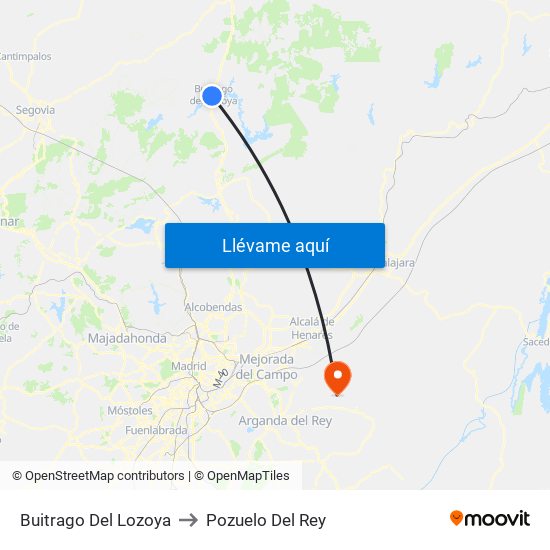 Buitrago Del Lozoya to Pozuelo Del Rey map