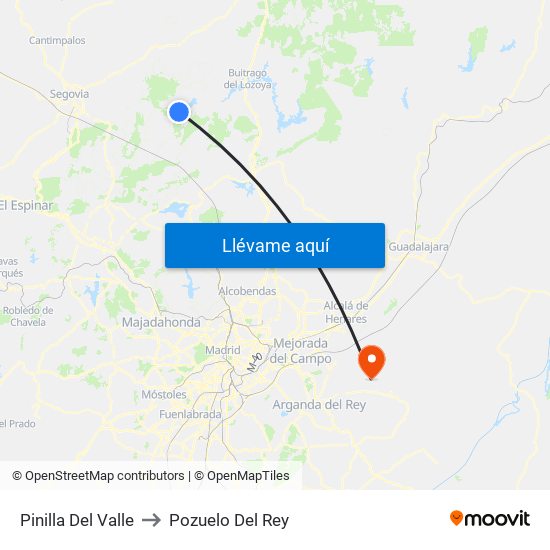 Pinilla Del Valle to Pozuelo Del Rey map