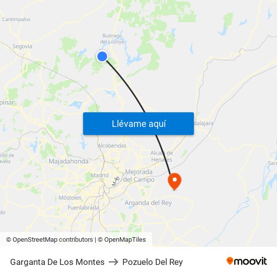 Garganta De Los Montes to Pozuelo Del Rey map