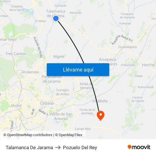 Talamanca De Jarama to Pozuelo Del Rey map