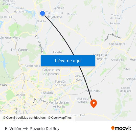 El Vellón to Pozuelo Del Rey map
