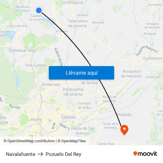 Navalafuente to Pozuelo Del Rey map
