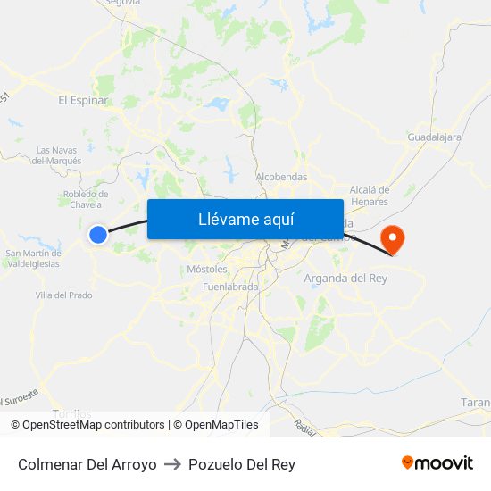 Colmenar Del Arroyo to Pozuelo Del Rey map