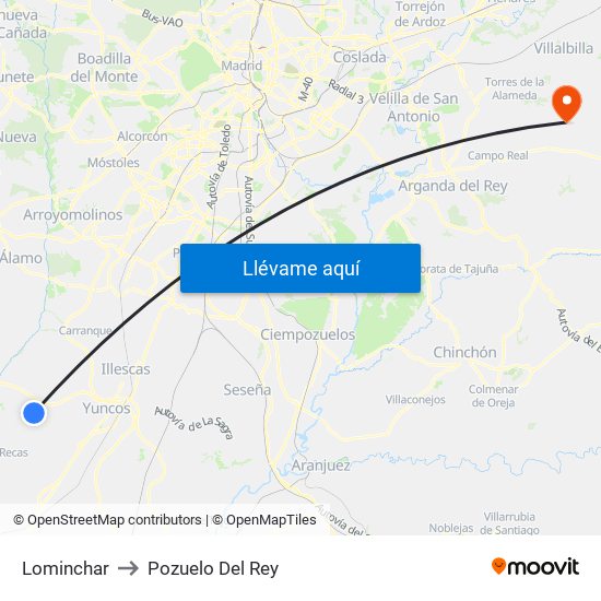 Lominchar to Pozuelo Del Rey map