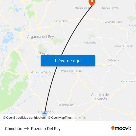 Chinchón to Pozuelo Del Rey map