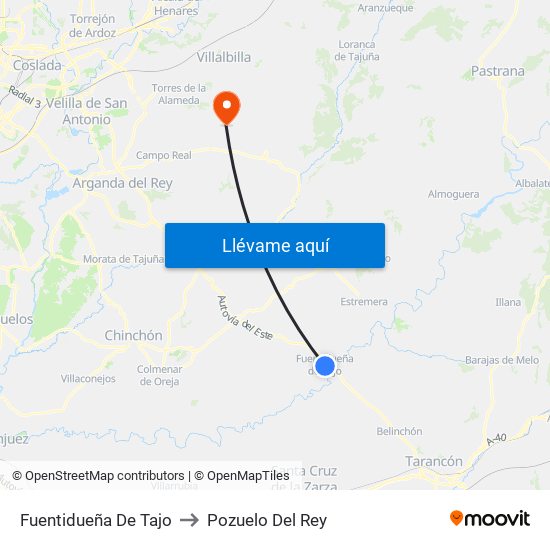 Fuentidueña De Tajo to Pozuelo Del Rey map