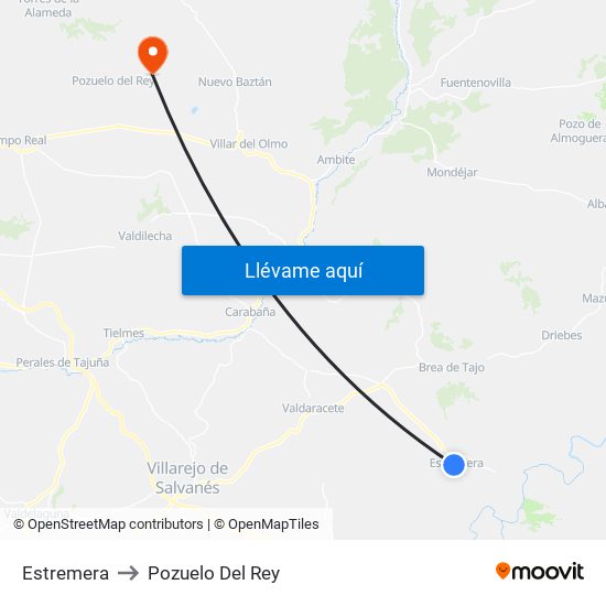 Estremera to Pozuelo Del Rey map