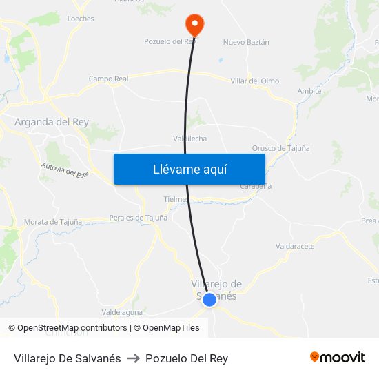 Villarejo De Salvanés to Pozuelo Del Rey map