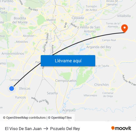 El Viso De San Juan to Pozuelo Del Rey map