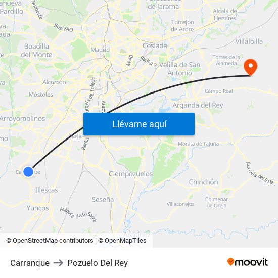 Carranque to Pozuelo Del Rey map