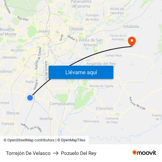 Torrejón De Velasco to Pozuelo Del Rey map
