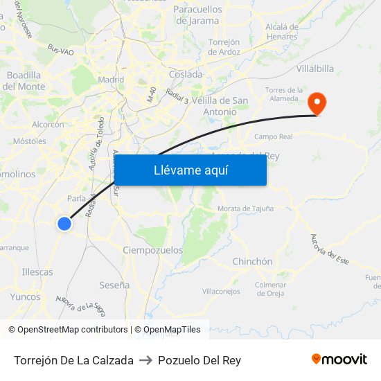 Torrejón De La Calzada to Pozuelo Del Rey map