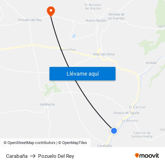 Carabaña to Pozuelo Del Rey map