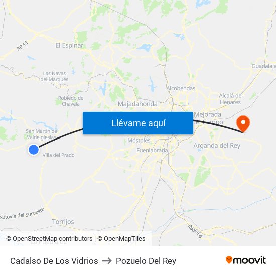 Cadalso De Los Vidrios to Pozuelo Del Rey map