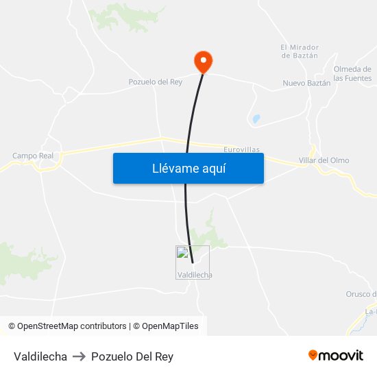 Valdilecha to Pozuelo Del Rey map