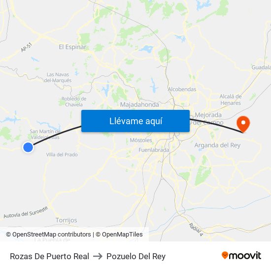 Rozas De Puerto Real to Pozuelo Del Rey map