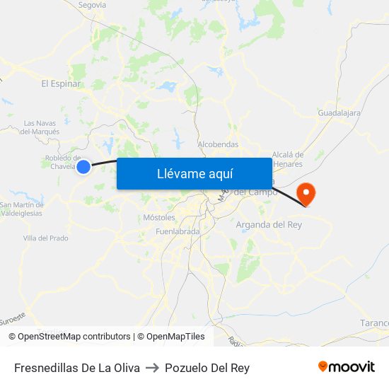 Fresnedillas De La Oliva to Pozuelo Del Rey map