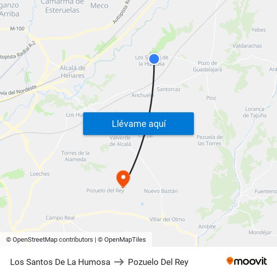 Los Santos De La Humosa to Pozuelo Del Rey map