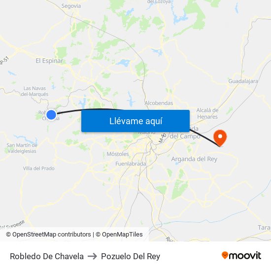 Robledo De Chavela to Pozuelo Del Rey map