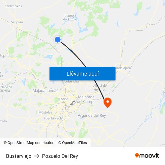 Bustarviejo to Pozuelo Del Rey map