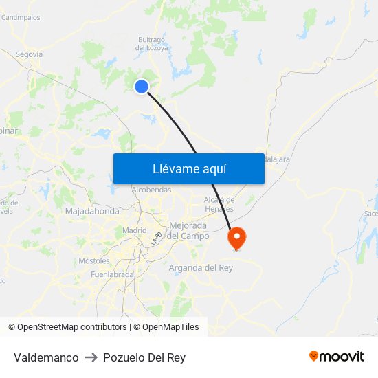 Valdemanco to Pozuelo Del Rey map