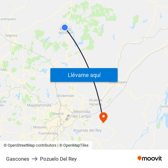 Gascones to Pozuelo Del Rey map