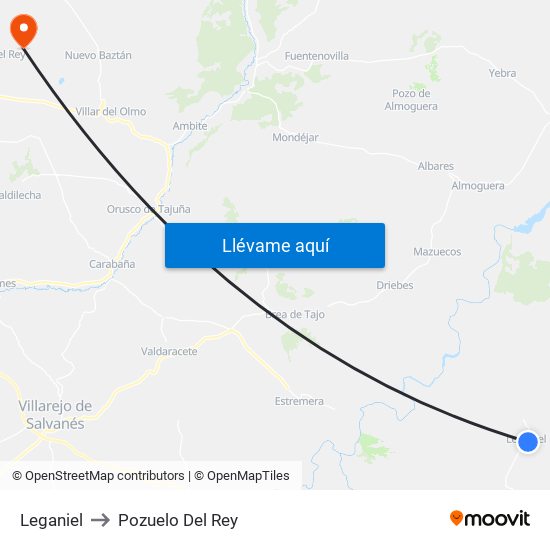Leganiel to Pozuelo Del Rey map