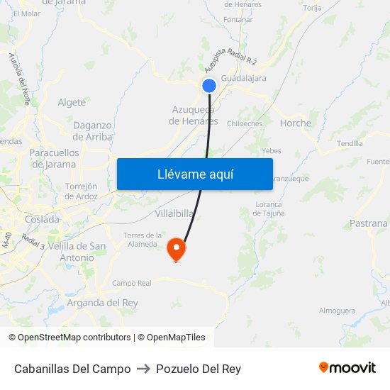 Cabanillas Del Campo to Pozuelo Del Rey map