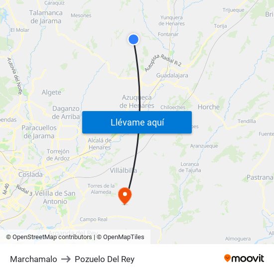 Marchamalo to Pozuelo Del Rey map