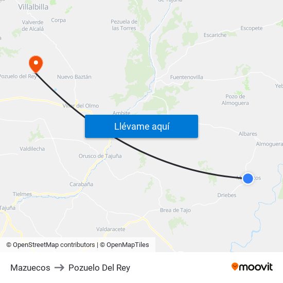 Mazuecos to Pozuelo Del Rey map