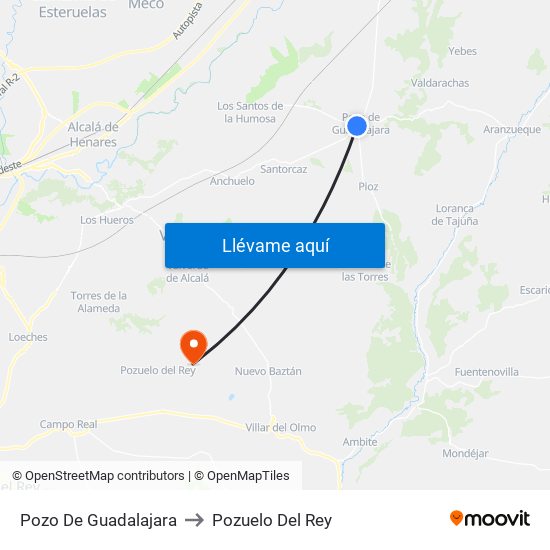 Pozo De Guadalajara to Pozuelo Del Rey map