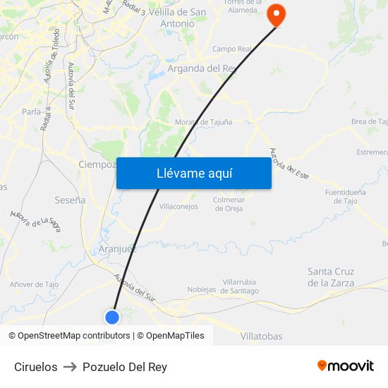 Ciruelos to Pozuelo Del Rey map