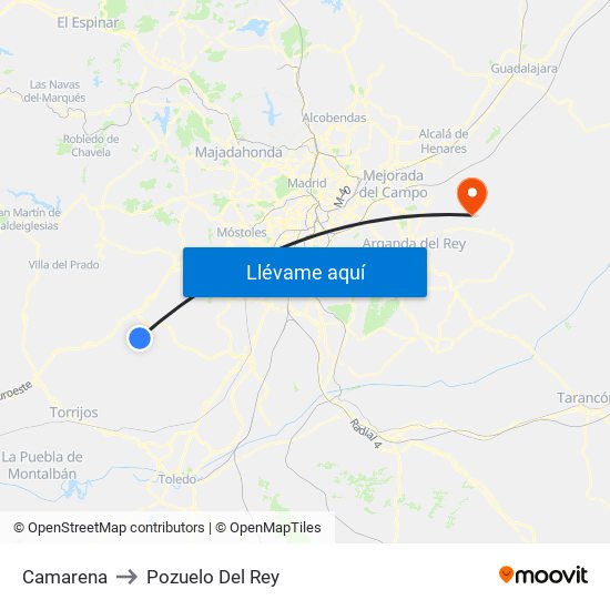 Camarena to Pozuelo Del Rey map