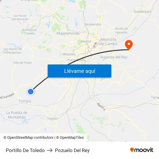 Portillo De Toledo to Pozuelo Del Rey map