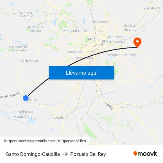 Santo Domingo-Caudilla to Pozuelo Del Rey map
