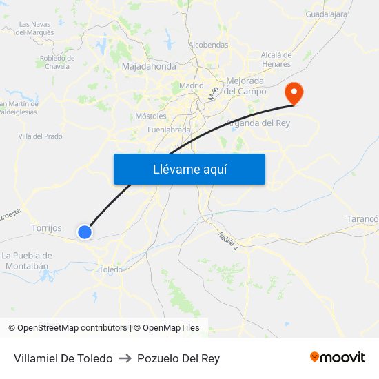 Villamiel De Toledo to Pozuelo Del Rey map