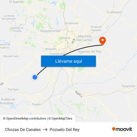 Chozas De Canales to Pozuelo Del Rey map