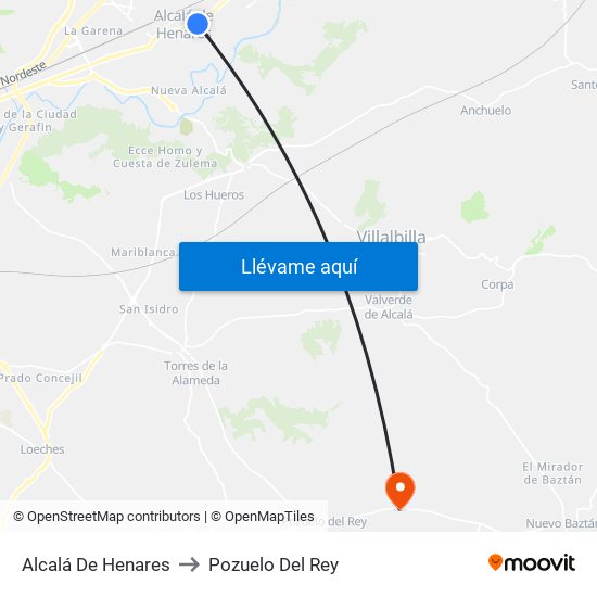 Alcalá De Henares to Pozuelo Del Rey map