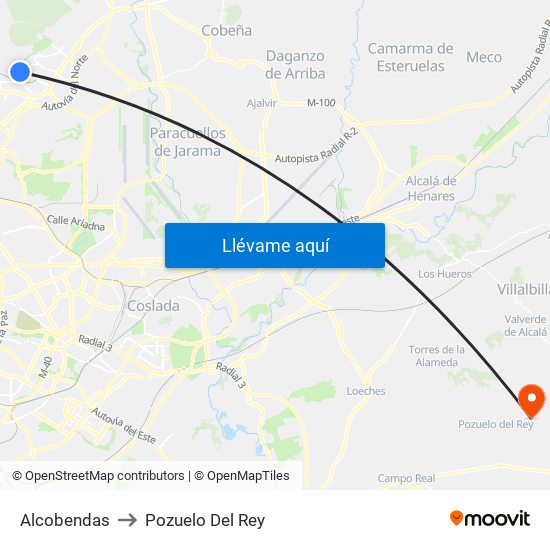 Alcobendas to Pozuelo Del Rey map